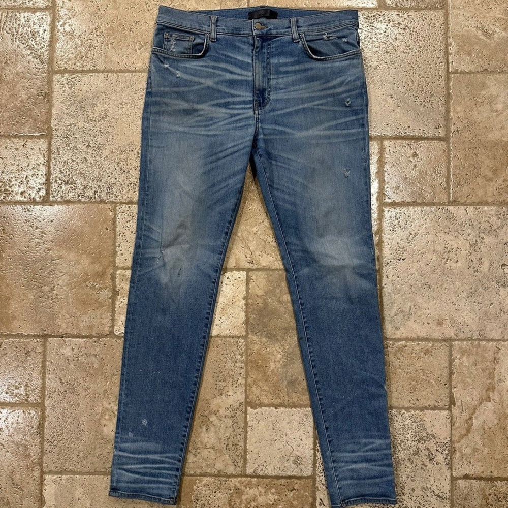 Amiri Stone Wash Blue Stack Denim Jeans